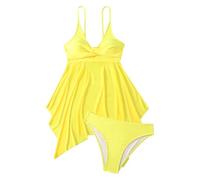 Bikini Sexy Mujer Bikini Parte de Arriba Mujer Womens Adjustable Bra Shorts Sexy Swimsuit Split Swimsuit Traje de Baño para Deportivo (Yellow XXL)