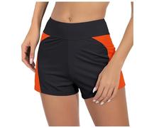 Bikini Short de Natación Deportes Bañadores Boxer Menstruales Bañador Menstrual Shorts de Baño Mujer Pantalon Cortos de Cintura Alta Secado Rápido de Protección UV Color Block Playa Surf