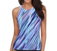 Bikini Sin Relleno Braga Bikini Reductor Barriga Traje de Baño Conservador de Una Sola Parte Superior con Almohadilla para El Pecho Color Sólido Braga Brasileño Mujer Bragas (Blue M)