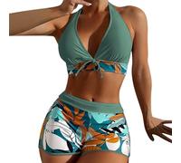 Bikini Sujetador Reductor Bikinis Mujer Brasileño 2026 Novedad de Verano para Mujer Traje de Baño Bikini Traje Baño con Estampado Dividido Swimming Costume Women Bikinis 2026 (Green S)