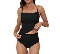Bikini Talla Grande BañAdor 2 Piezas Mujer Women's Spring/Summer Bikini Set with Solid Color High Belt and Chest Bikinis Mujer 2026 Braga Alta BañAdor Premama (Black, L)