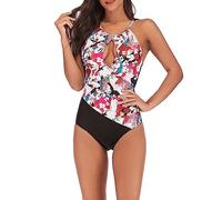 Bikini Talla Grande Mujer Bikinis 2026 Braga Alta 2026 Nuevo Bikini de Talla Grande Estampado triángulo Sexy Traje de baño sin Espalda para Mujer Tankinis Tallas (Pink, M)