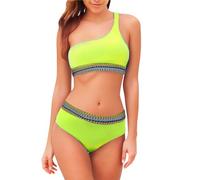 Bikini Talla Grande Mujer Conjunto Bikini Mujer Traje de Baño de Piezas para Conjunto Estampado Cintura Alta Trajes Baño Un Trajes Vestido (Yellow M)