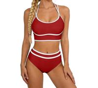 Bikini Tanga Cintura Alta Bañador Mujeres Halter Cintura Cremallera Lila Hilo Diminutos Leopardo Hipster Serpiente Bonitas Cacheteros Completos Mastectomía Curvas X Pantalones Partes