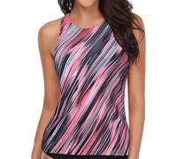 Bikini Volantes Mujer Bikini con Relleno Mujer Traje de Baño Conservador de Una Sola Parte Superior con Almohadilla para El Pecho Color Sólido para Braguitas Bañador Bañador (Pink XXL)