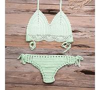 Bikinis Bañador Mujer Conjunto De Bikini Sexy Conjuntos De Lencería Sexy Conjunto De Bikini De Punto Traje De Baño De Ganchillo para Mujer Beach-Light_Green_XL