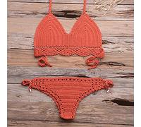 Bikinis Bañador Mujer Conjunto De Bikini Sexy Conjuntos De Lencería Sexy Conjunto De Bikini De Punto Traje De Baño De Ganchillo para Mujer Beach-Rusty_Red_M