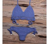 Bikinis Bañador Mujer Conjunto De Bikini Sexy Conjuntos De Lencería Sexy Conjunto De Bikini De Punto Traje De Baño De Ganchillo para Mujer Beach-Blue_S
