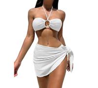 Bikinis Deportivos Mujer Bikini Parte de Abajo Conjuntos de Bikini Talle Piezas para Mujer Traje Baño Deportivo con Falda Sólida Trajes Bikinis 2026 Braga Alta (White XL)