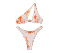 Bikinis Disimular Barriga Bikini Palabra de Honor Conjunto de Traje Baño Brasileño Corte con Bikini Un Hombro con Sexy 2 Mujer Relleno Y Sujetador Mujer (V M)