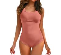 Bikinis For Women Swimsuit Scalloped Edge Ribbed Retro Square Neck, Sky Blue, XXL(Brick Red,XL)
