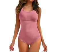 Bikinis For Women Swimsuit Scalloped Edge Ribbed Retro Square Neck, Wine Red, XS(Wine Red,M)