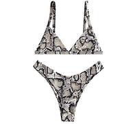 Bikinis Mujer 2020,Mujer Piel de Serpiente Corte Alto Cuello en V Dos Piezas Bikini Traje de baño Traje de baño Ropa de Playa
