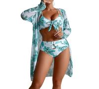 Bikinis Mujer 2025 Braga Alta Bañador con Relleno Conjunto De Bikini De Piezas con Sujetador Estampado Multicolor Sexy Verano para Mujer Sin Bikinis 2025 Bañador Palabra (Mint Green M)