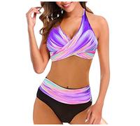 Bikinis Mujer 2025 Brasileño Push Up Bikini Talla Grande Braga Alta Dos Piezas Deportivo Vikinis para Mujeres Reductor Sexy con Relleno Top Fatos De Banho Mulher Púrpura M