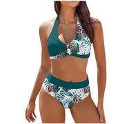 Bikinis Mujer 2025 Brasileño Push Up Bikini Talla Grande Reductor con Relleno Deportivo Trikinis Mujer Braga Alta Top Dos Piezas Verano Fatos De Banho Mulher Verde Oscuro L