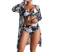 Bikinis Mujer 2025 con Relleno Traje Baño Mujer Conjunto De Bikini De Piezas con Sujetador Estampado Multicolor Sexy Verano para Sin Soporte Traje Baño Talla Grande (Black XL)