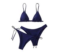 Bikinis Mujer 2025 Push Up Brasileño Bikini Talla Grande Reductor Dos Piezas Verano Trajes De Baño Mujer Tanga Familiar con Relleno Deportivo Fatos De Banho Mulher Marina de Guerra L
