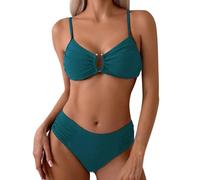 Bikinis Mujer 2025 Rojo Bragas Bikini Mujer Altas Nuevo Traje De Baño De Bikini para Traje Baño Talle Color Sólido Bikinis Tallas Grandes para (JN M)