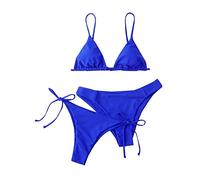 Bikinis Mujer 2025 Talla Grande Brasileño Bikini Push Up Reductor con Relleno Deportivo Vikinis para Mujeres Braga Alta Verano Dos Piezas Sexy Swimsuits for Women Azul XL