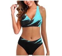 Bikinis Mujer 2025 Talla Grande Brasileño Bikini Push Up Tanga Dos Piezas Deportivo Trikinis Mujer Braga Alta Sexy con Relleno Top Swimsuits for Women Negro 4XL