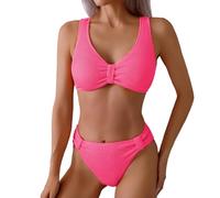 Bikinis Mujer 2025 Talla Grande Push Up Bikini Brasileño Reductor Dos Piezas Deportivo Trikinis Mujer Braga Alta Verano con Relleno Familiar Fatos De Banho Mulher Rosa Fuerte XL