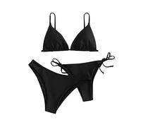 Bikinis Mujer 2025 Talla Grande Push Up Bikini Brasileño Tanga con Relleno Deportivo Vikinis para Mujeres Braga Alta Top Dos Piezas Familiar Fatos De Banho Mulher Negro L
