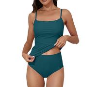 Bikinis Mujer 2026 Braga Alta Tanga Bikini Women's Spring/Summer Bikini Set with Solid Color High Belt and Chest Tallas Grandes Mujer Parte De Arriba (Navy, XL)