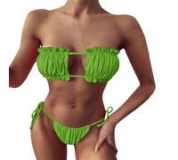 Bikinis Mujer 2026 Producto clasificación Bikinis Set/Producto título Traje de baño Plisado Ahuecado para Mujer sin restricciones de Color ni Talla (Army Green, L)