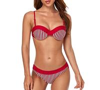 Bikinis Mujer 2026 Push up Bikini Curvy Tanga Traje de baño de Mujer Traje baño Playa Conjunto Rayas Bikini Conjunto Deportivo Bikinis 2026 (White, S)