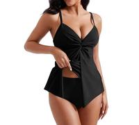 Bikinis Mujer 2026 Reductor Conjunto Bikini Mujer Womens Tankini Tummy Swimsuit Knot Front Bathing Suit Swimming Costume Women Bikinis Brasileño (Black M)