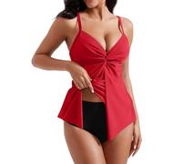 Bikinis Mujer 2026 Reductor Conjunto Bikini Mujer Womens Tankini Tummy Swimsuit Knot Front Bathing Suit Swimming Costume Women Bikinis Brasileño (Red L)