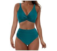 Bikinis Mujer Bañador Dos Piezas Mujer Cuello En V Dos Piezas Conjunto Bañador Control De Vientre De Cintura Alta Bikinis Laterales del Set Estampado Ropa Playa Traje Baño