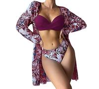 Bikinis Mujer Braga Alta Bañador con Relleno Conjunto De Bikini Piezas Sujetador Estampado Multicolor Sexy Verano para Sin Palabra Honor