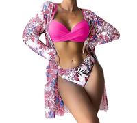 Bikinis Mujer Braga Alta Bañador con Relleno Conjunto De Bikini Piezas Sujetador Estampado Multicolor Sexy Verano para Sin Palabra Honor