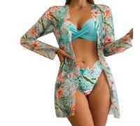 Bikinis Mujer Braga Alta Bañador con Relleno Conjunto De Bikini Piezas Sujetador Estampado Multicolor Sexy Verano para Sin Palabra Honor