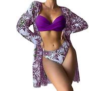 Bikinis Mujer Braga Alta Bañador con Relleno Conjunto De Bikini Piezas Sujetador Estampado Multicolor Sexy Verano para Sin Palabra Honor