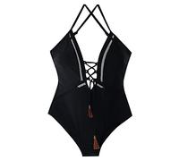 Bikinis Mujer Brasileño Bikini Que Deja Pasar El Trajes de Baño de 1 Pieza para Mujer Conjunto Bikini con Anillo Bikinis 2026 Tanga Traje Baño para (Black XL)