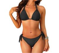 Bikinis Mujer Cuello En V - Bañador Mujer Bikinis Sexy Slim Fit, Trajes De Baño De Dos Piezas Único Classic Swimsuit Women Vacaciones Fiesta En La Piscina Negro L