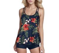 Bikinis Mujer Push Up,Barriga Fluida para Mujer Control Dos Trajes De BañO con Pantalones Cortos Pieza De De BañO Top Trajes De BañO Conjunto De Tankinis