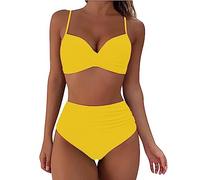 Bikinis Mujer Reductor Barriga Traje de Baño 2 Piezas Push Up Cuello en V con Relleno Conjuntos de Bikinis Mujer 2024 Verano de Playa bañadores Sexy Bikini Top y Braga Ajustable
