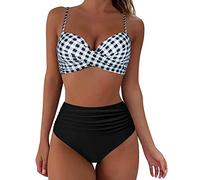 Bikinis Mujer Reductor Barriga Traje de Baño 2 Piezas Push Up Cuello en V con Relleno Conjuntos de Bikinis Mujer 2024 Verano de Playa bañadores Sexy Bikini Top y Braga Ajustable