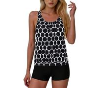 Bikinis Mujer Reductores, Tankini Elegante con Efecto Push Up para Mujer Traje De Baño Elegante con Control De Abdomen Top Y Braguitaestampadolunares Conjuntobañodos Piezastalle Alto Trajebaño