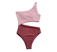 Bikinis Mujer Sin Tirantes Bikinis Talla Grande Traje de Baño de Cintura Alta para Mujer Conjunto Bikini Piezas con Un Hombro Top Realzador Bikini con Relleno Y Push Up (Hot Pink XL)