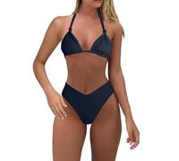 Bikinis Mujer Talle Bikinis Disimular Barriga Women with Breast Without Bracket Solid Color Bikini with Breast Big Swimsuit Bikini para Mucho Pecho Y Bañadores Mujer (Black XL)