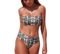 Bikinis Mujer Traje de baño Tankini con Estampado Floral Bikini de Dos Piezas Separado (Light Yellow, XL)