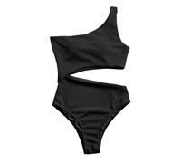 Bikinis Natacion Bikini Deportivo Talla Grande Traje de Baño de Cintura Alta para Mujer Conjunto Bikini Piezas con Un Hombro Top Realzador Reductor Pecho Mujer (Black M)