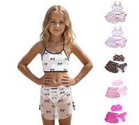 Bikinis Niña Bañador Natacion Niña Traje De Baño Dos Piezas Conjuntos De Bikini Color Sólido Ajustables Tankini Set Ropa Playa Y Piscina Modernos Y Hermosos para Playa Surf Vacaciones Verano Años