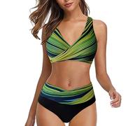 Bikinis Sin Tirantes Parte Arriba Bikini Mujer Mujeres Sport Bra Gradient Printed Beach Beachwear Swim Bikini Set Up Traje de Baño Traje de Baño Piezas con Relleno Mujer (Yellow L)