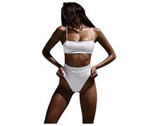 Bikinis Tallas Grandes Bikini Sin Tirantes Mujer Traje de Baño con Cintura de Una Pieza Traje Baño con Tirantes Bikini Control Barriga Bikinis Tallas Grandes Mujer (White L)